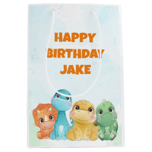 Personalisierte Dinosaurier-Party-Geschenktasche Mittlere Geschenktüte