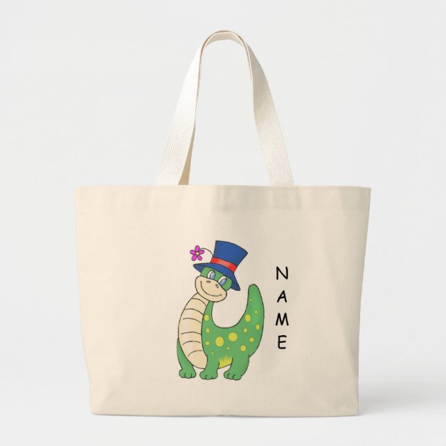 Personalisierte Dinosaurier-Tasche Jumbo Stoffbeutel (Vorne)