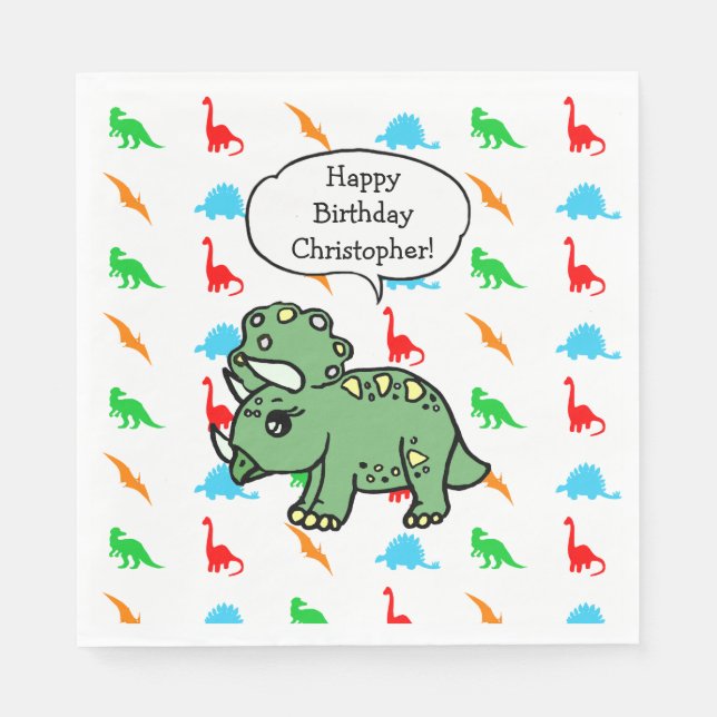 Personalisierte Dinosaurier ThemenGeburtstagsparty Serviette (Vorderseite)