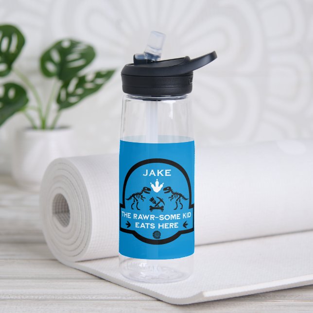 Personalisierte Dinosaurier-Tischmatte Trinkflasche (Yoga (gedreht))