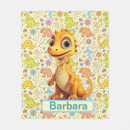 Personalisierte Dinosaurier und Blume Fleecedecke