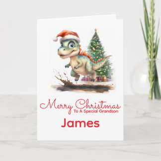 Personalisierte Dinosaurier-Weihnachtskarte Karte