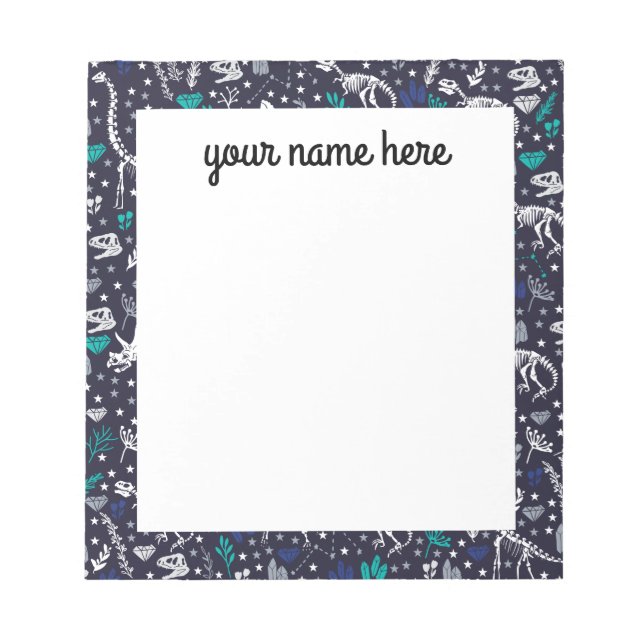 Personalisierte Dinosaurierskelette Notepad Notizblock (Vorderseite)