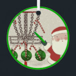 Personalisierte Disk Golf Gift Metal Ornament<br><div class="desc">Das Ornament des Weihnachtsbades mit dem Cartoon des Weihnachtsmannes. Bearbeiten Sie Text,  um den Namen des Golfers hinzuzufügen.</div>