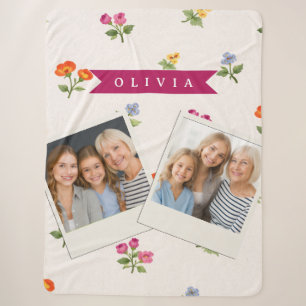 Personalisierte Ditsy Blumen Cottagecore Wildblume Sherpadecke