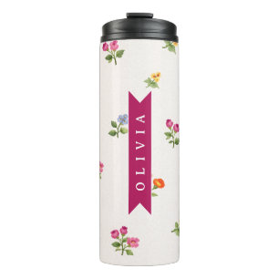 Personalisierte Ditsy Blumen Cottagecore Wildblume Thermosbecher