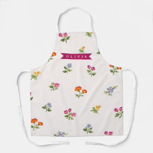 Personalisierte Ditsy Floral Cottagecore Wildblume Schürze