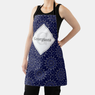Personalisierte Ditsy Winter Snow Angels Snowmen T Schürze