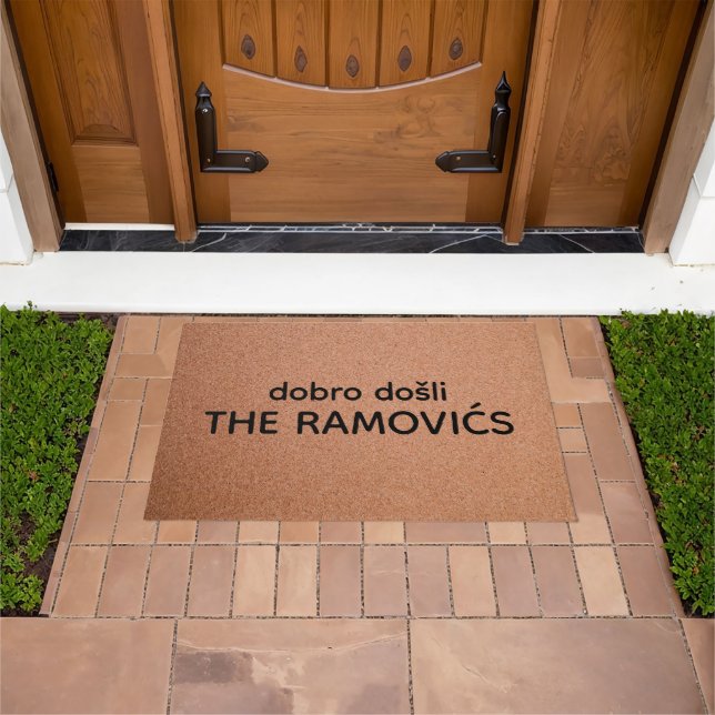 Personalisierte Dobro Došli Die Ramovićs Begrüßung Fußmatte (Außenbereich)