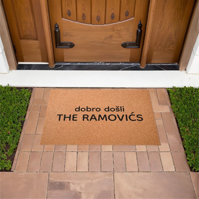 Personalisierte Dobro Došli Die Ramovićs Begrüßung Fußmatte (Außenbereich)