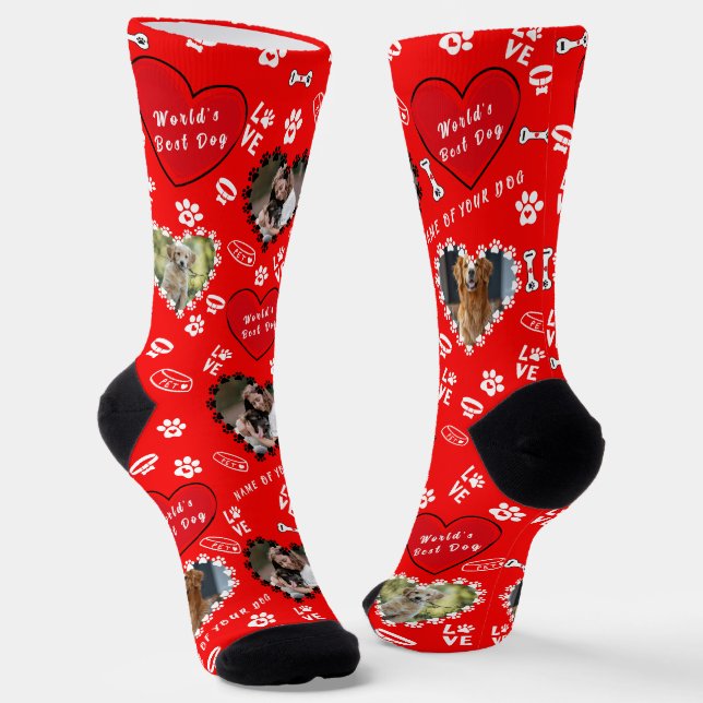 Personalisierte Dog Foto Socken | Benutzerdefinier (Gewinkelt)