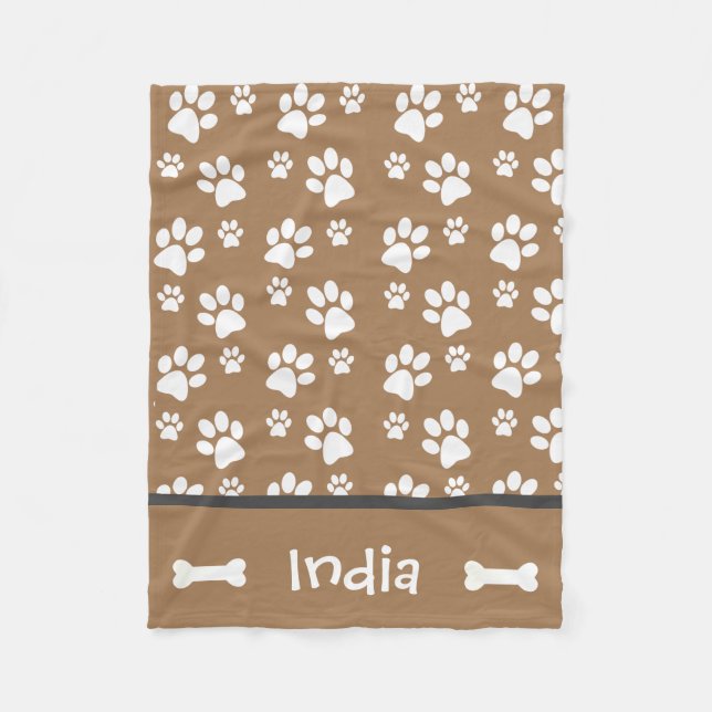 Personalisierte Dog Paw Print Blanke Hinzufügen Do Fleecedecke (Vorderseite)