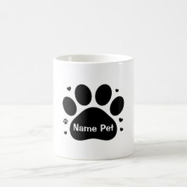 Personalisierte Dog Paw Print Custom Pet Name Gift Kaffeetasse