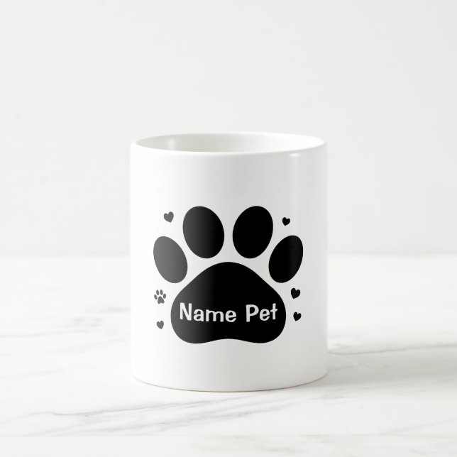 Personalisierte Dog Paw Print Custom Pet Name Gift Kaffeetasse (Mittel)