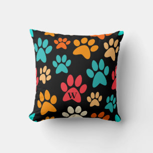 Personalisierte Dog Paw Print Monogram Dog Lover Kissen