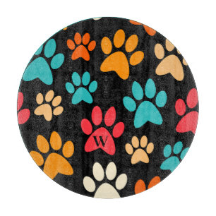 Personalisierte Dog Paw Print Monogram Dog Lover Schneidebrett