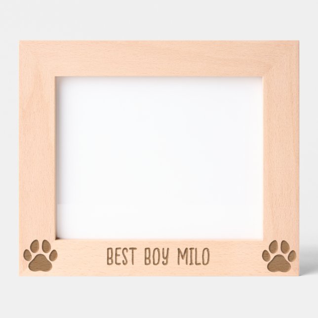 Personalisierte Dog Paw Print Silhouette graviert Geätzte Rahmen (Vorderseite)