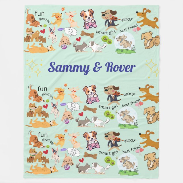 Personalisierte Doggie-Liebe für Sie und Ihr Kind Fleecedecke (Vorderseite)