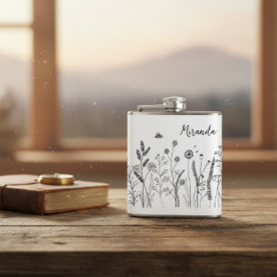 Personalisierte Doodle-Wildpflanzen-Vinyl-umwickel Flachmann