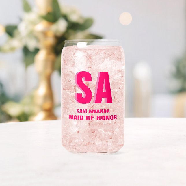 Personalisierte Double Shadow Monogram-Trauzeugin Dosenglas (Insitu (Hochzeit))
