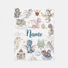 Personalisierte Drachen-Babydecke mit Namen