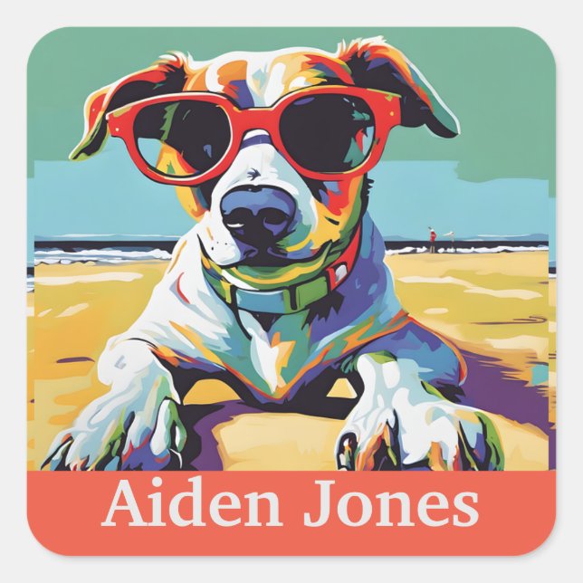 Personalisierte Drachenaufkleber bunt Quadratischer Aufkleber (Vorderseite)