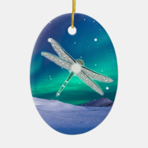 Personalisierte Dragonfly Starry Lights Weihnachte Keramik Ornament