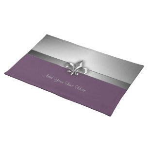 Personalisierte drastische lila silberne Lilie Tischset