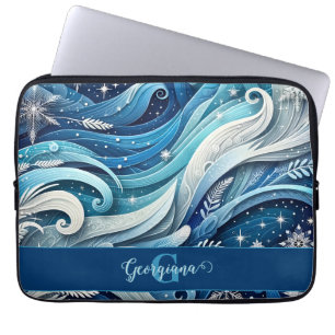 Personalisierte Dreamy Blue und Frosty Winter Wirb Laptopschutzhülle