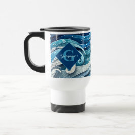 Personalisierte Dreamy Blue und Frosty Winter Wirb Reisebecher