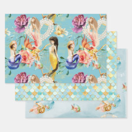 Personalisierte Dreamy Mermaid & Mermaid Waage Geschenkpapier Set