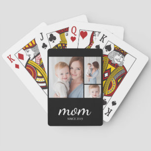 Personalisierte Drei-Foto-Collage Mutter Spielkarten