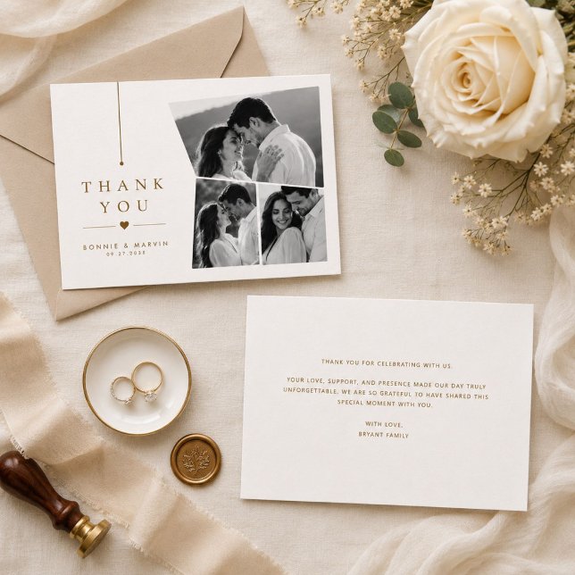 Personalisierte Drei-Foto-Hochzeit Danke  (Von Creator hochgeladen)