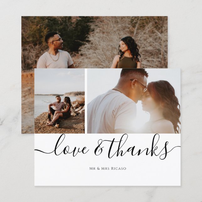 Personalisierte Drei-Foto-Liebe und vielen Dank (Vorne/Hinten)