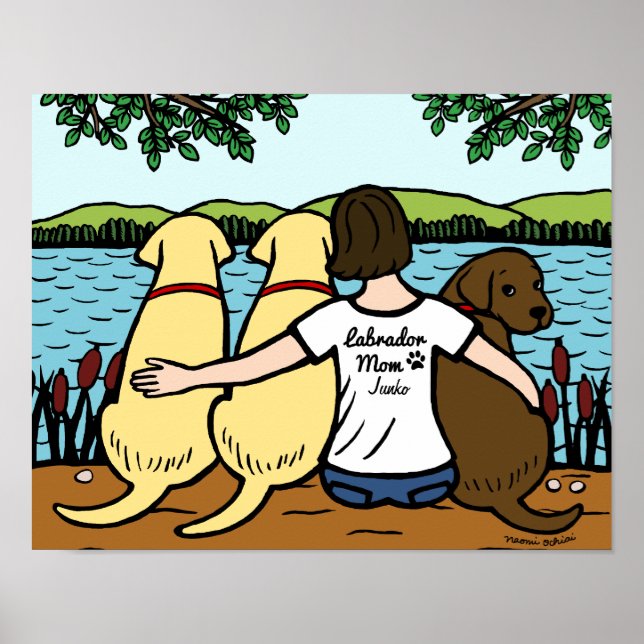 Personalisierte drei Labradoren und Mama Poster (Vorne)