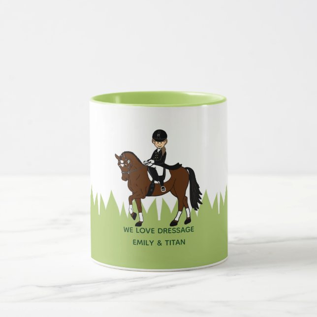 Personalisierte Dressurreiter Tasse für Mädchen (Zentrum)