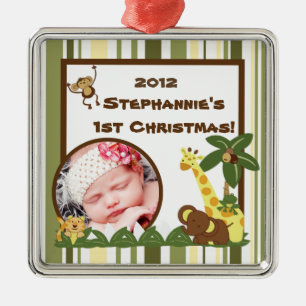 Personalisierte Dschungelbabys mit Sonderanfertigu Silbernes Ornament