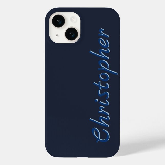 Personalisierte dunkelblaue Radialtextur 15 Case-Mate iPhone 14 Hülle (Rückseite)