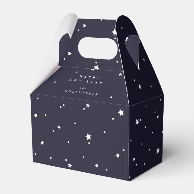 Personalisierte Dunkle Navy+White Stars Neujahrsfe Geschenkschachtel (Vorderseite)