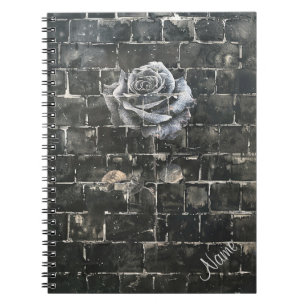 Personalisierte Dunkle Themed Graffiti-Rose Notizblock
