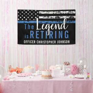 Personalisierte dünne blaue Linie Polizei-Ruhestan Banner