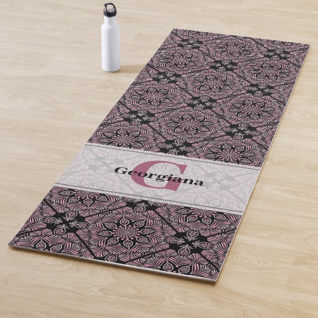 Personalisierte Dusky-Rose Blumenfronten Mandala T Yogamatte (Beispiel)