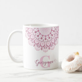 Personalisierte Dusky Rose Confetti Lace Dot Manda Kaffeetasse