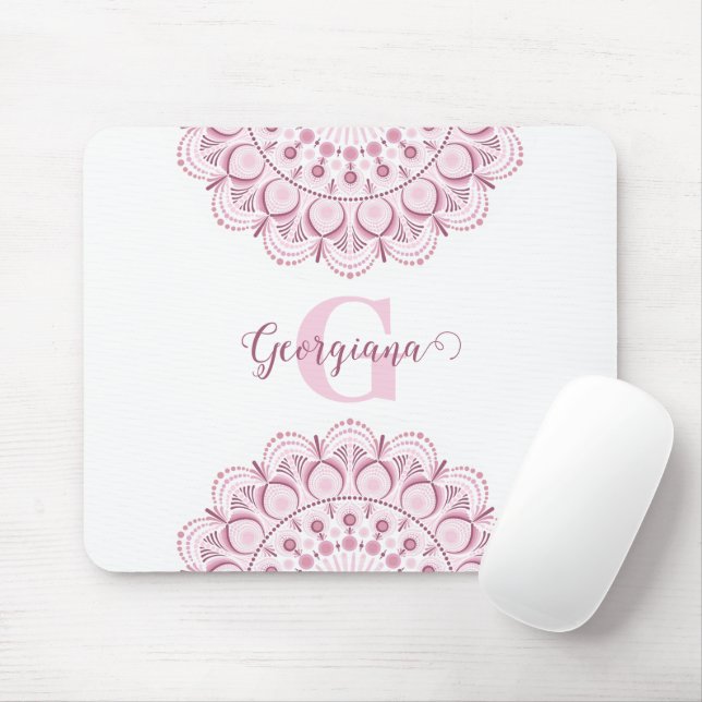 Personalisierte Dusky Rose Confetti Lace Dot Manda Mousepad (Mit Mouse)