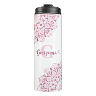 Personalisierte Dusky Rose Confetti Lace Dot Manda Thermosbecher
