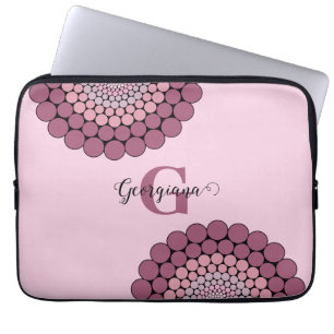 Personalisierte Dusky-Rose Floral Dot Mandala Laptopschutzhülle