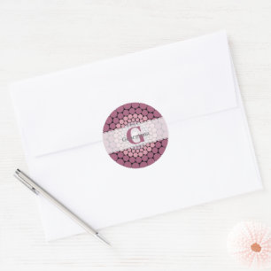 Personalisierte Dusky-Rose Floral Dot Mandala Runder Aufkleber