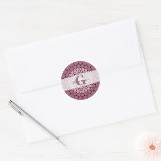 Personalisierte Dusky-Rose Floral Dot Mandala Runder Aufkleber