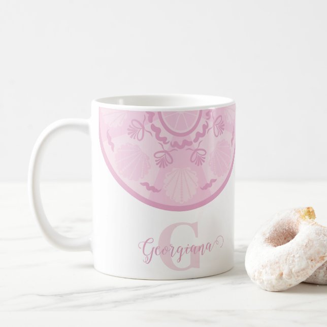 Personalisierte Dusky Rose Grand Millennial Mandal Kaffeetasse (Mit Donut)