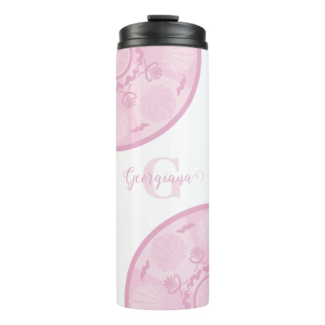 Personalisierte Dusky Rose Grand Millennial Mandal Thermosbecher (Vorderseite)